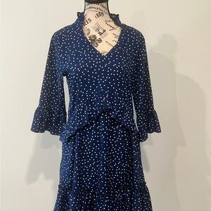 Women's Royal Blue Polka Dot Dress, Small